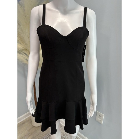 Clover & Sloane Black Fit & Flare Mini Dress Spaghetti Strap Women's Small NWT - Picture 2 of 12